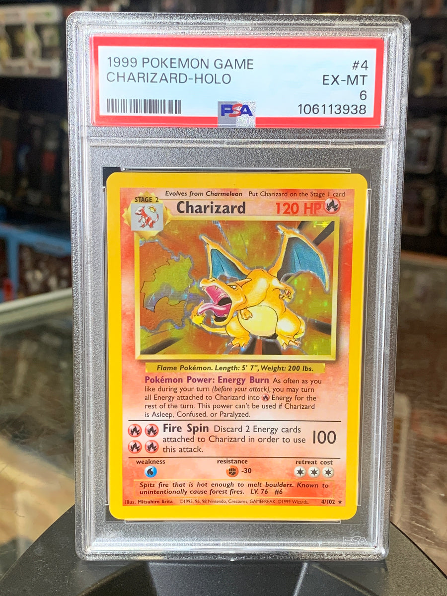 charizard pokemon card 4 102 Pokemon 1999 Base Set Charizard Holo #4/102 PSA 9 MINT (Graded Card) –  BlueProton main image 1