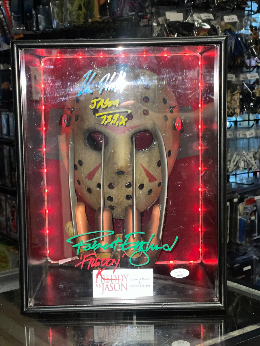 freddy vs jason maske und handschuh Robert Englund & Kane Hodder Signed Replica (Freddy VS Jason, NECA) *J|  Bitz & Buttons