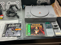 PS1 Boxes Console Lot with Tomb Raider (Sony Playstation 1, Vintage Video Games)