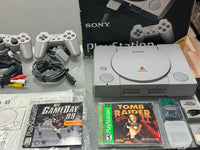 PS1 Boxes Console Lot with Tomb Raider (Sony Playstation 1, Vintage Video Games)