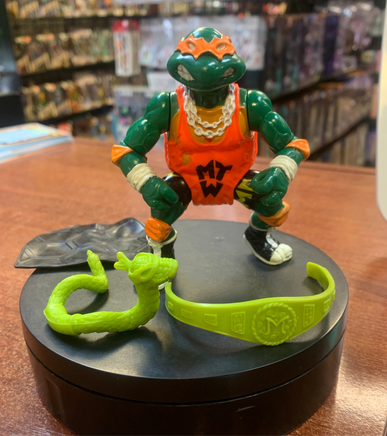 Orange Variant Shell Slammin’ Mike MTW 0650 (Vintage TMNT Ninja Turtles, Playmates) **COMPLETE** - Bitz & Buttons