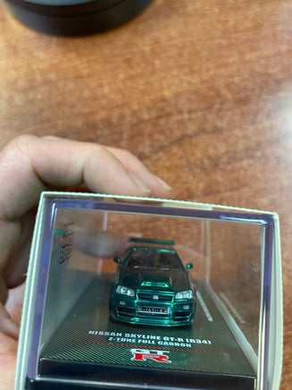 Nissan Skyline GT-R R34 Full Carbon Green (Inno64, Diecast ) **EXCLUSIVE** - Bitz & Buttons