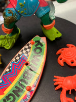 Surfer Michaelangelo 0245 (Vintage TMNT NInja Turtles, Playmates) Complete