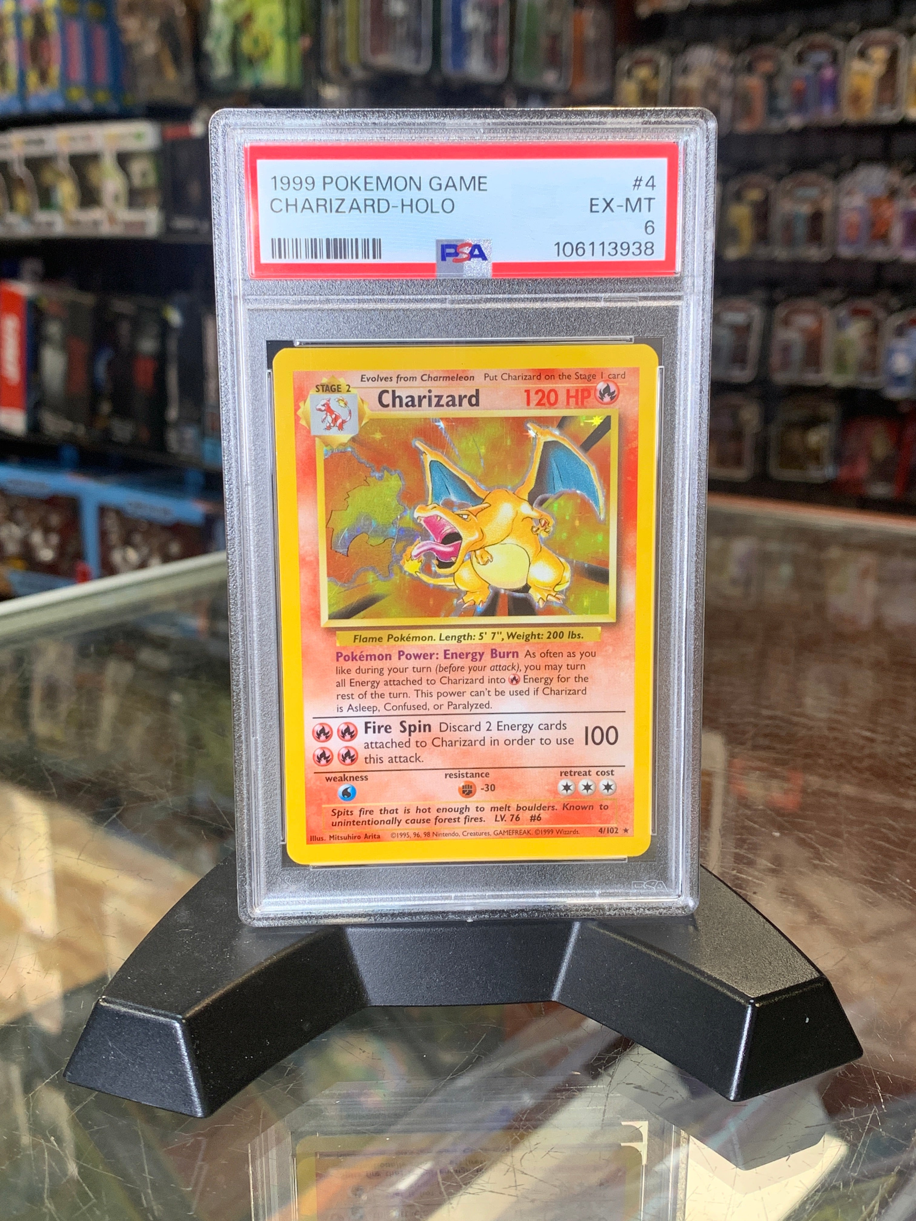 Charizard Holo 4/102 (Pokemon, Base Set) **PSA 6**| Bitz & Buttons Charizard Holo 4/102 (Pokemon, Base Set) **PSA 6**| Bitz & Buttons