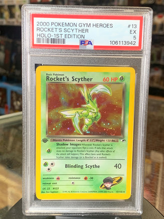 Rocket’s Scyther 13/132 (Pokemon, Gym Heroes) **PSA 5** - Bitz & Buttons
