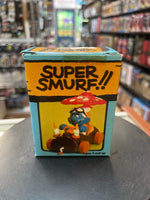 Super Smurf Mushroom Log Car Driver & Umbrella  (Vintage PEYO, Schleich) **SEALED** - Bitz & Buttons