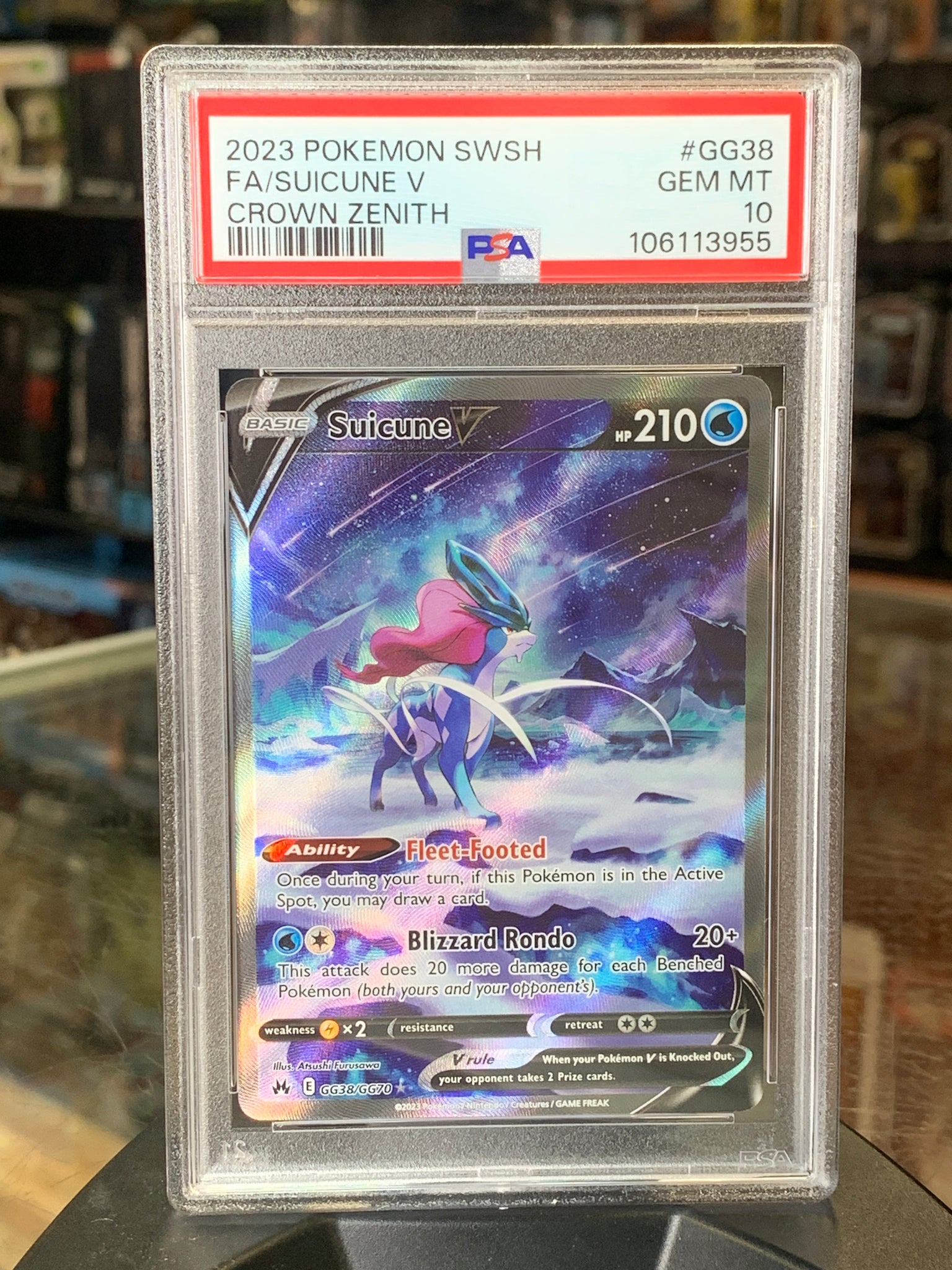 pokemon card suicune v Suicune V GG38/GG70 (Pokemon, Crown Zenith) **PSA 10**| Bitz & Buttons