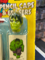 Amazing Spider-Man Incredible Hulk Pencil Caps Eraser (Vintage Marvel 1979, Nasta) Sealed