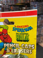 Amazing Spider-Man Incredible Hulk Pencil Caps Eraser (Vintage Marvel 1979, Nasta) Sealed