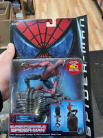 Super Poseable Spider-Man With Gargoyle Ledge Series 1 (Vintage Spider-Man, Toy Biz) SEALED
