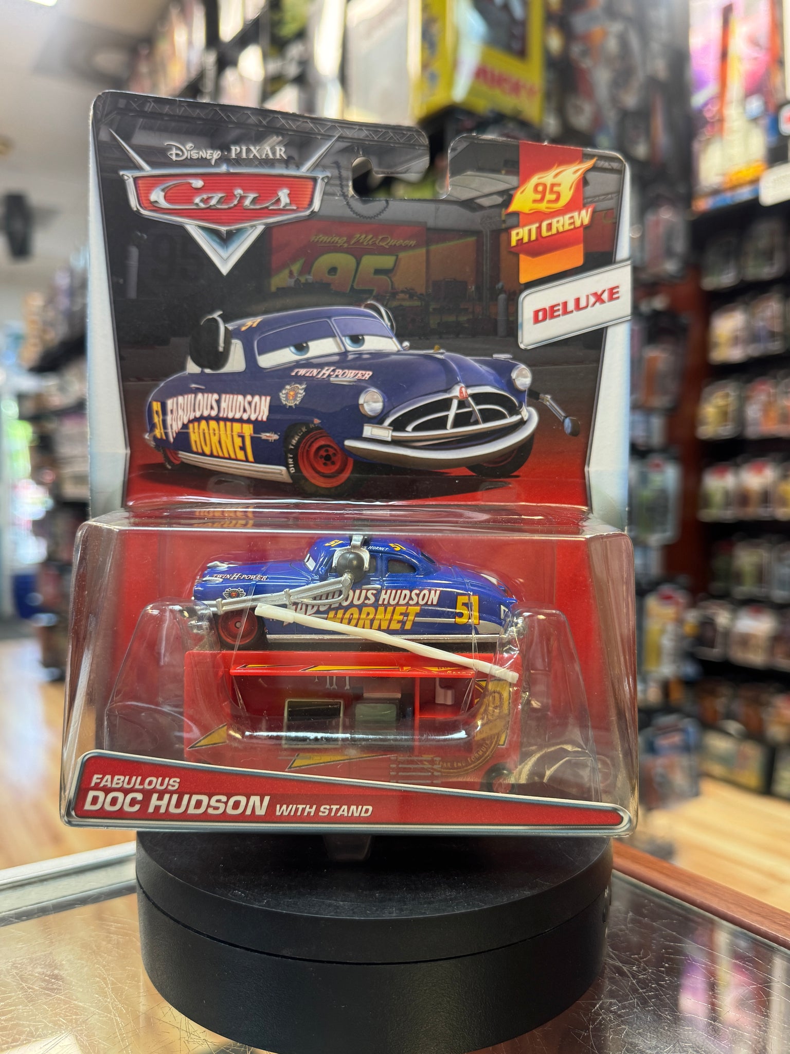 Fabulous Doc Hudson with Stand Deluxe (Pixar Cars, Mattel) SEALED
