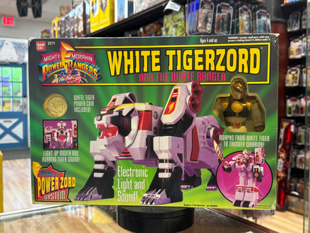 White Tigerzord with White Ranger (Vintage MMPR Power Rangers, Bandai) NEW - Bitz & Buttons