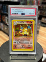 Charizard Holo 4/102 (Zauberer, Pokemon 1999) ** PSA-Bewertung 5 **