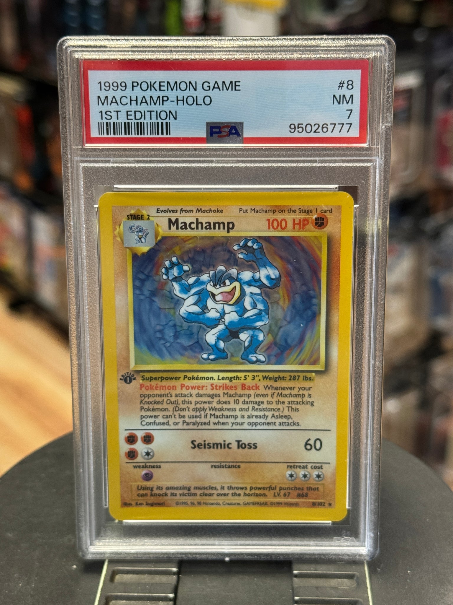 Machamp Holo 8/102 1st Edition (Wizard, Pokemon 1999) ** PSA Graded 7 | Bitz & Buttons Machamp Holo 8/102 1st Edition (Wizard, Pokemon 1999) ** PSA Graded 7 | Bitz & Buttons