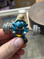 Weightlifting Super Smurf (Vintage PEYO, Schleich) - Bitz & Buttons