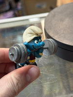 Weightlifting Super Smurf (Vintage PEYO, Schleich) - Bitz & Buttons