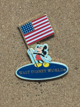 Patriotic Mickey with Flag (Disney, Pin Traders) - Bitz & Buttons