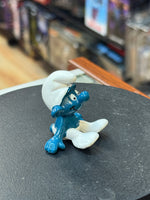 Sitting Thinker Smurf (Vintage PEYO, Schleich) - Bitz & Buttons