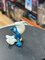 Sitting Thinker Smurf (Vintage PEYO, Schleich) - Bitz & Buttons
