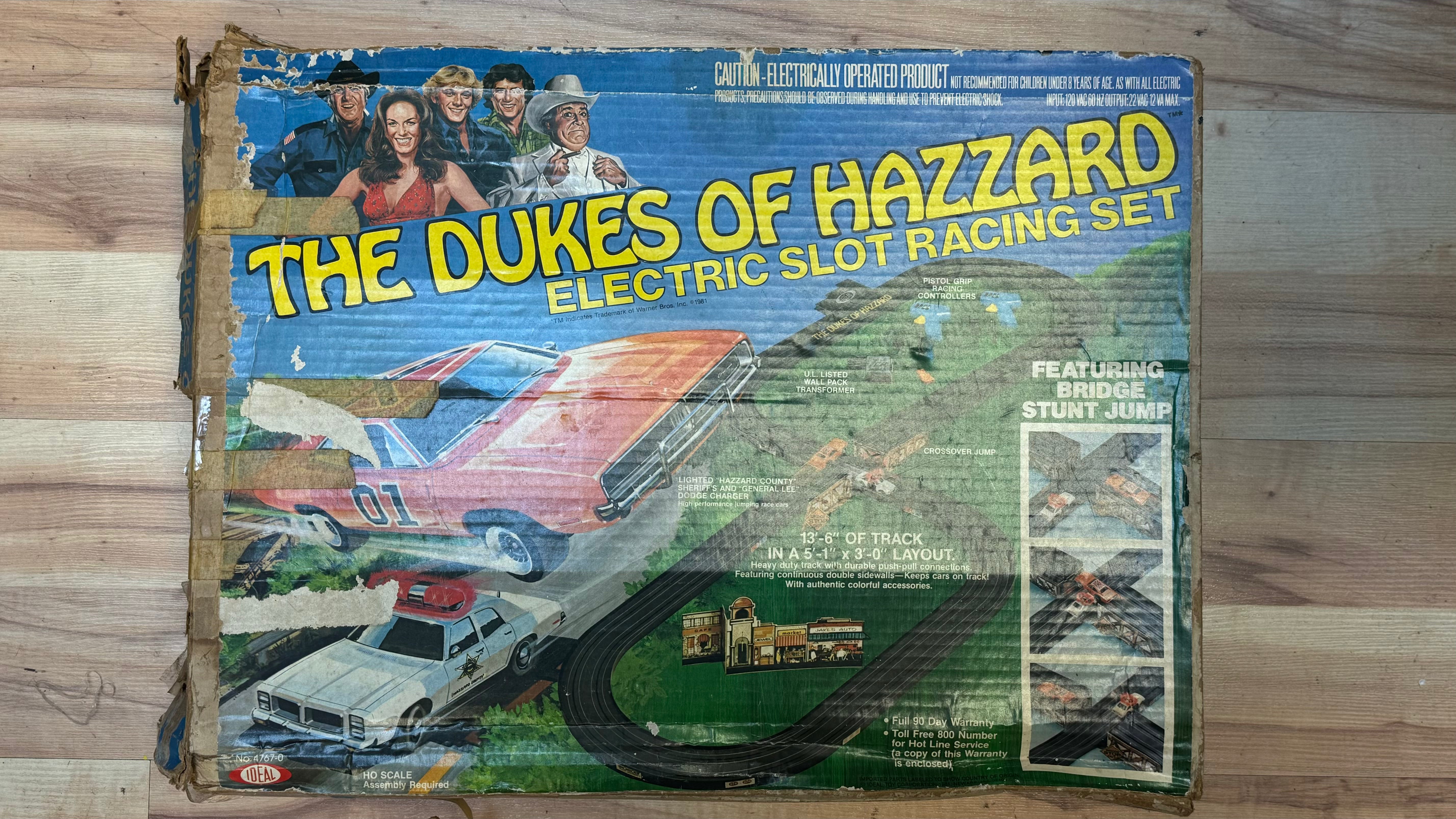 Dukes of Hazzard Electric Slot Racing Set Vintage Dukes of Hazzard Ideal DAMAGED BOX Bitz Buttons