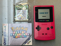 Berry Pink Gameboy Color with Pokemon Puzzle  (Nintendo Gameboy, Video Game) TESTED