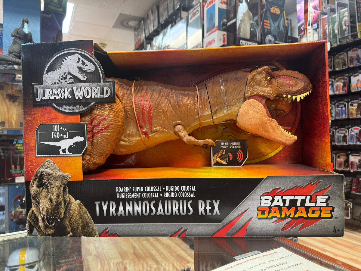 Colossal Buttons Tyrannosaurus Rex Battle Damage Super Colossal (Jurassic World Dominio ...