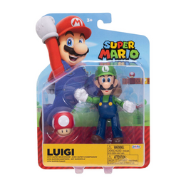 Luigi With Super Mushroom 4in (Super Mario, Jakks Pacific) **SEALED**