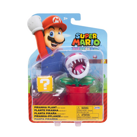 Piranha Plant With Question Block 4in (Super Mario, Jakks Pacific) **SEALED**