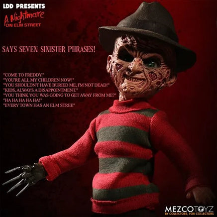 Talking Freddy Krueger 10-Inch Doll (Mezco LDD, Nightmare on Elm Street) - Bitz & Buttons