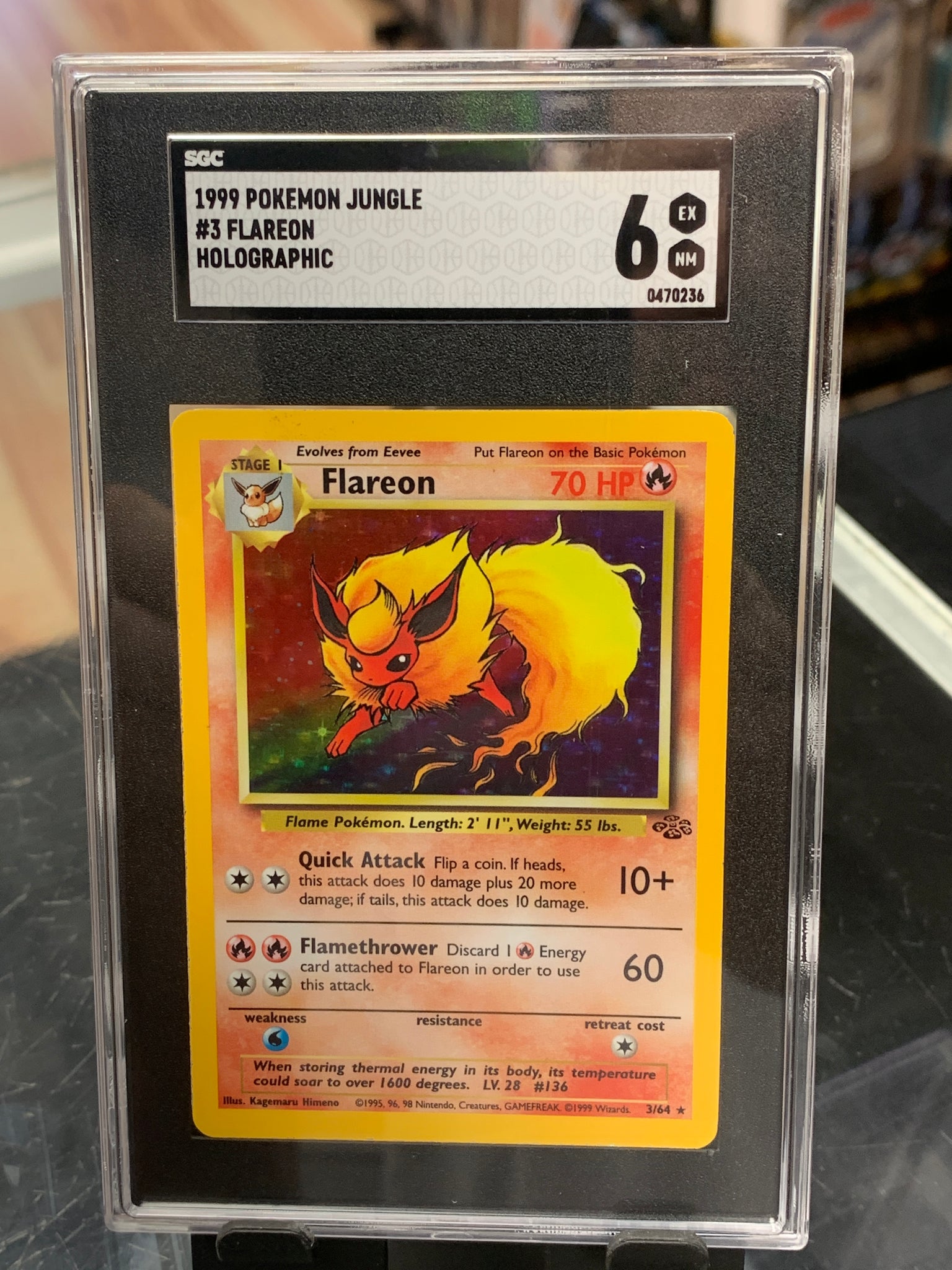 Jungle Flareon 3/64 Holo (Wizards TCG, Pokmon) SGC 6| Bitz & Buttons Jungle Flareon 3/64 Holo (Wizards TCG, Pokmon) SGC 6| Bitz & Buttons