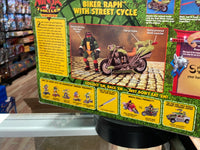 Bad Boy Biker Raphael with Street Cycle SEALED (Vintage TMNT Ninja Turtles, Playmates)