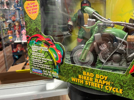 Bad Boy Biker Raphael with Street Cycle SEALED (Vintage TMNT Ninja Turtles, Playmates) - Bitz & Buttons