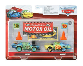 Superfly & Airborne with Motor Oil Signs  (Pixar Cars, Mattel)
